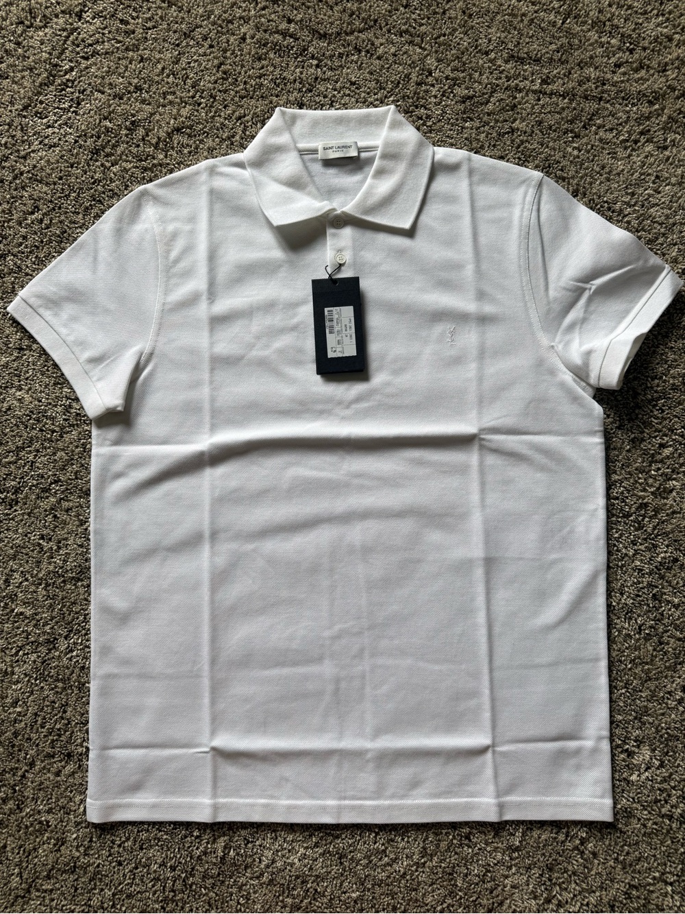 Saint Laurent White Short-Sleeve Cotton Polo
